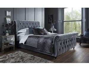 4ft6 Double Montana Grey Button Back Upholstered Bed Frame